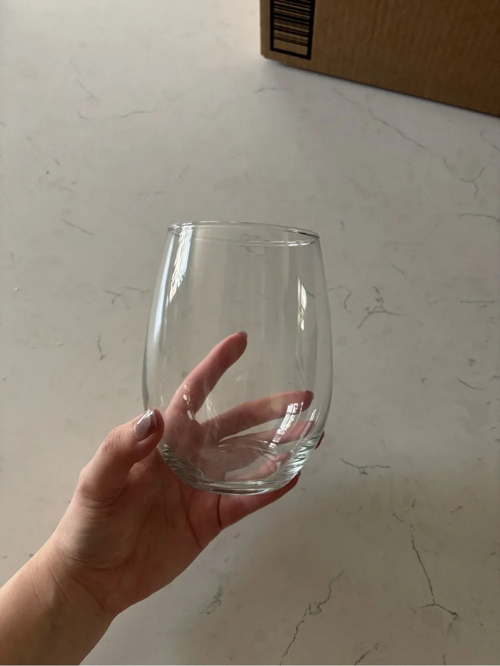 Clear Stemless Wine Glass - 12 piece